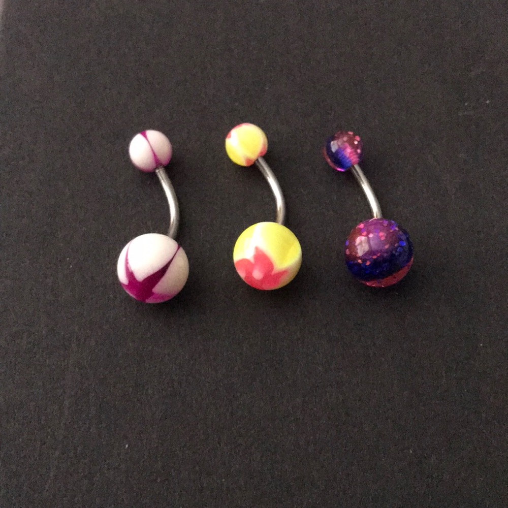 *Free with purchase* Set of 3- 14 gauge belly button rings #2